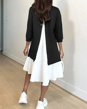 O-Neck Long Sleeve Loose Mini Dress