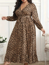 Leopard Print Surplice Maxi Dress