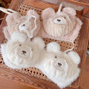 2Pcs Furry Bra and Panty Set – Fuzzy Bear Pattern
