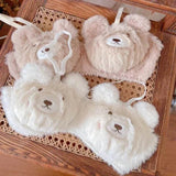 2Pcs Furry Bra and Panty Set – Fuzzy Bear Pattern
