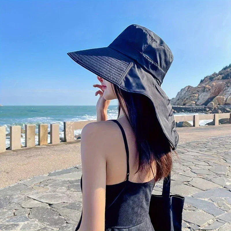 Summer Ponytail Hat with Large Brim