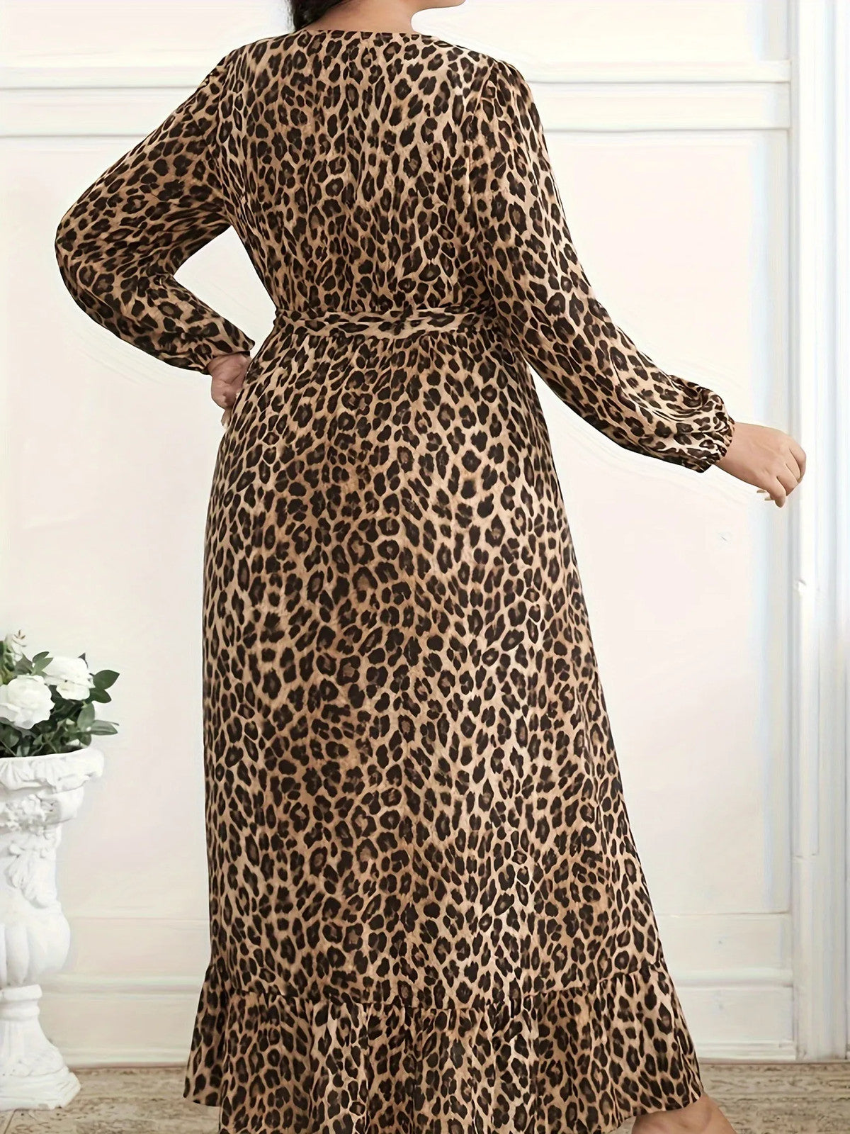 Leopard Print Surplice Maxi Dress