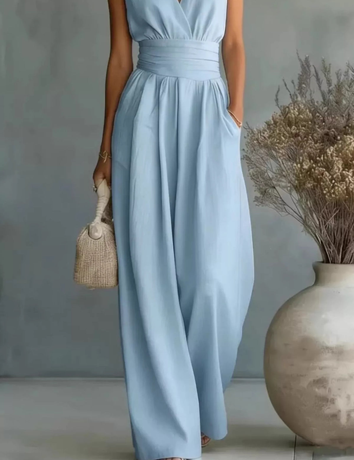 Full Size Sleeveless Wide Leg Jumpsuit Plus Size
