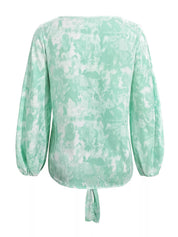 V-Neck Long Sleeve Tie-Front Blouse