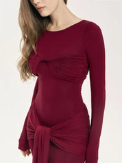 Tossy Pleated Maxi Bodycon Dress