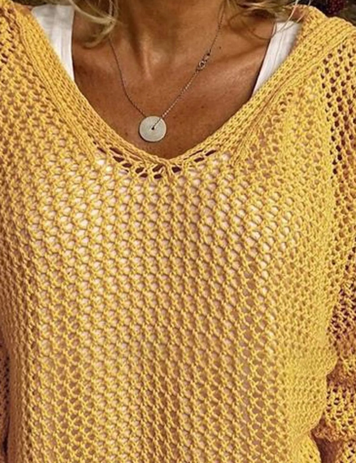 Openwork Long Sleeve Hooded Knit Cover Up