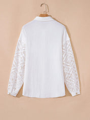 Lace Sleeve Button Down Shirt