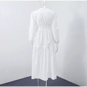 Lace Patchwork Hollow Out Long Lantern Sleeve Dress