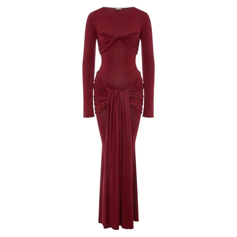 Tossy Pleated Maxi Bodycon Dress