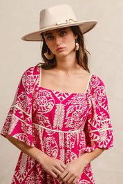 BiBi Aztec Woven Printed Contrast Binding Dress