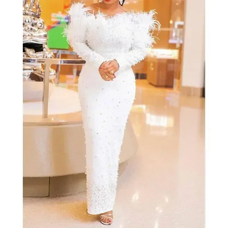 Beaded Sheath Bodycon Midi Dress