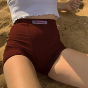 Summer White Letter Embroidery Biker Shorts