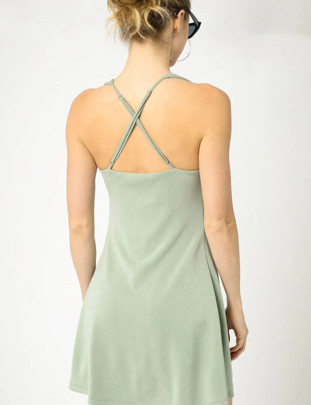 Umgee Crisscross Square Neck Active Dress