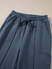 Collared Sweatshirt and High Waist Pants Active Set