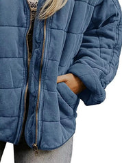 Full Size Zip Up Quilted Bomber Jacket Plus Size