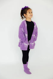 Lilac/Coconut Bow Cozy Cardigan