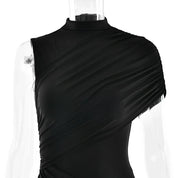 Irregular Pleated Mini Dress | Tassel Hem Streetwear Dress