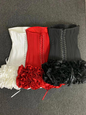 Strapless Laced-Up Back Flower Hem Bodycon Bandage Dress