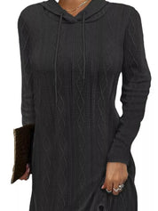 Casual Long Sleeve Hooded Knit Dress
