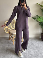 High Neck Ribbed Two-piece Set
