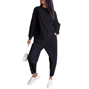 Round Neck Loose And Irregular Long-sleeve Sweater Set