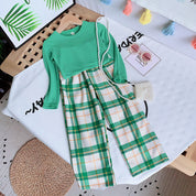 Plaid Wide Leg Pants Set