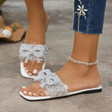 Rhinestone Embellished Bow Sandals