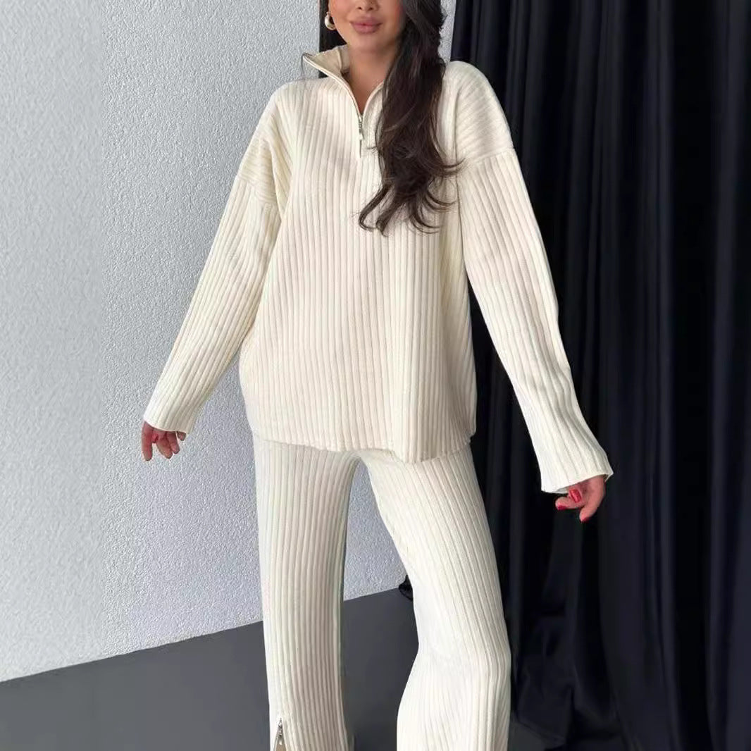 High Neck Ribbed Two-piece Set