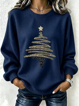 Full Size  Festive Christmas Tree Graphic Ribbed Sweatshirt Plus Size