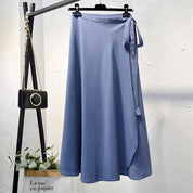 Lace-up high-waist chiffon one-piece skirt