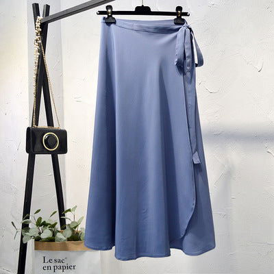 Lace-up high-waist chiffon one-piece skirt