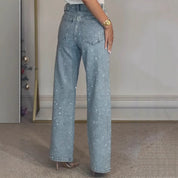 Jeweled Straight Street Jeans