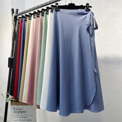 Lace-up high-waist chiffon one-piece skirt