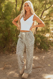 Mabel Leopard Drawstring Elastic Waistband Loose Pants
