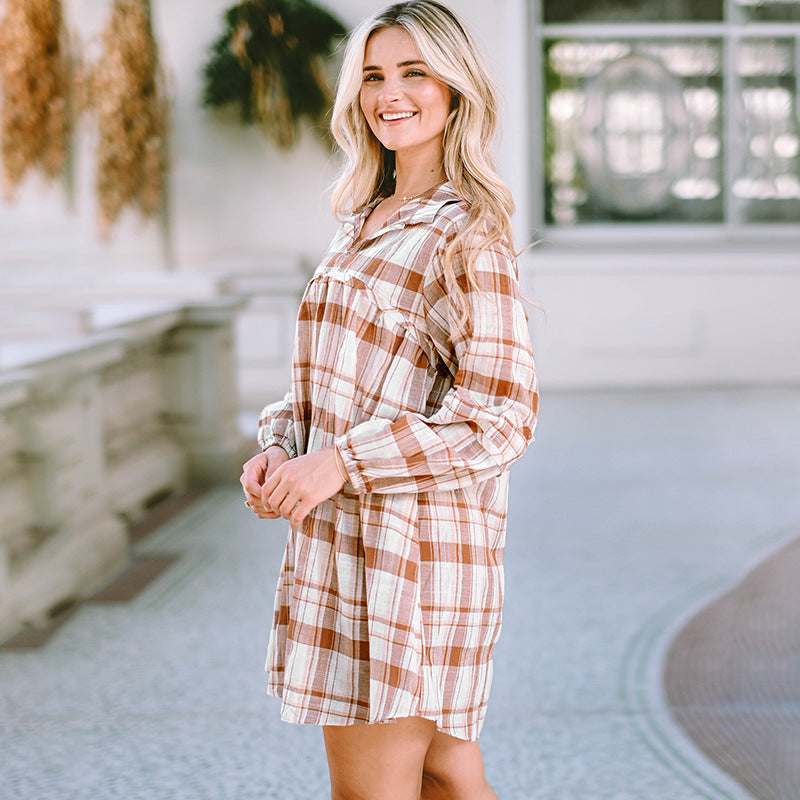 Long Sleeve Plaid Dress