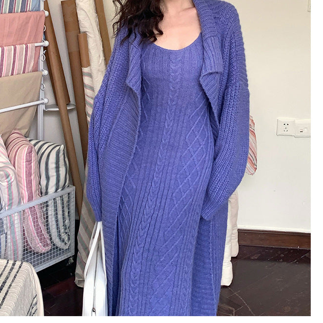Knitted Cardigan With Round Neck Dress