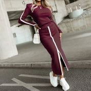 Women’s 2-Piece Skirt Set — Long Sleeve Sweatshirt + Midi Skirt