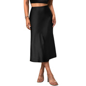 Satin Elegance Midi A- Line Skirt