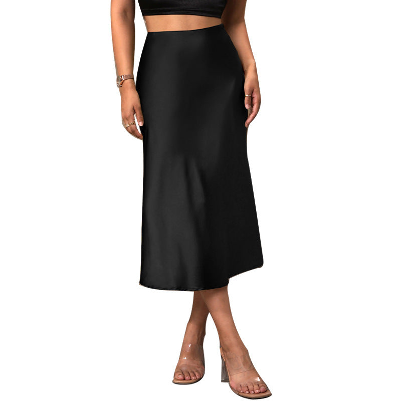 Satin Elegance Midi A- Line Skirt