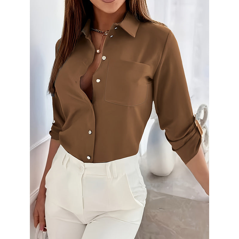 Button Down V Neck