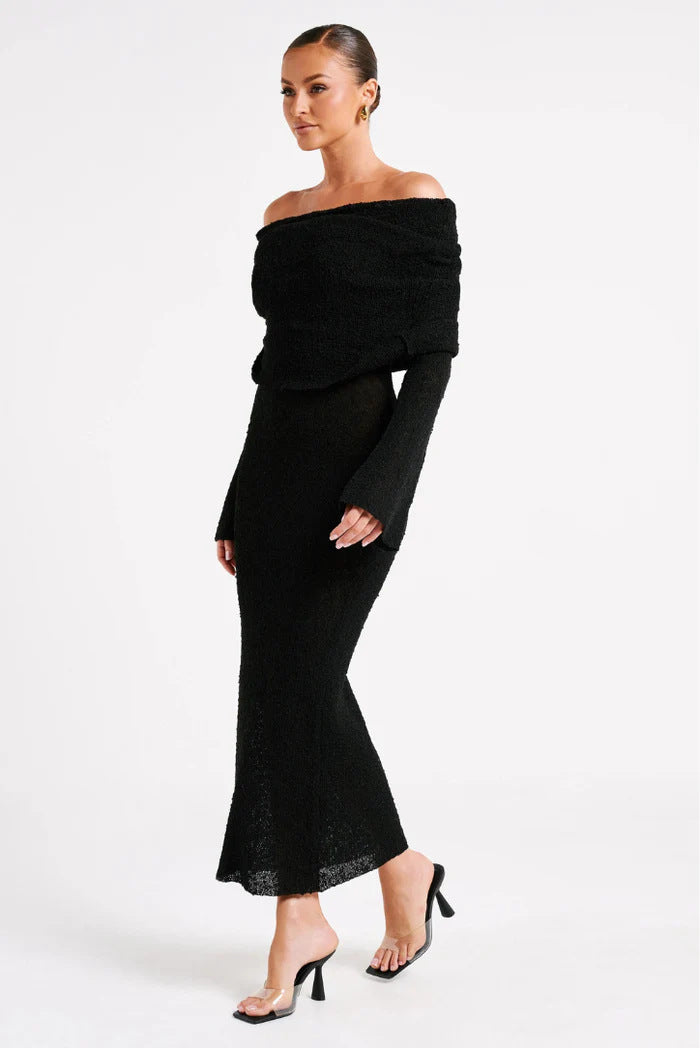 French-style One-shoulder Long Fitted Dress