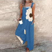 Vintage Print Loose Sleeveless Jumpsuit