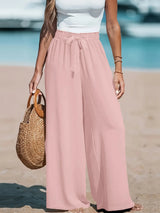 Full Size Drawstring Waist Wide Leg Pants Plus Size