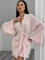 Tie Waist Kimono Sleeve Lounge Nightgown