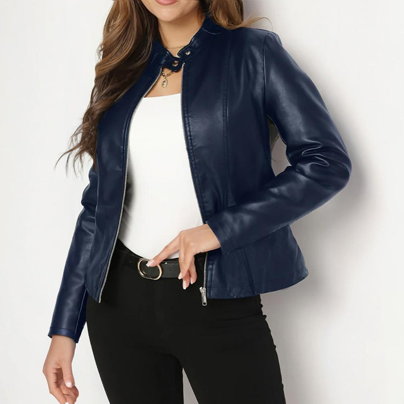 Faux Leather Moto Jacket - Black