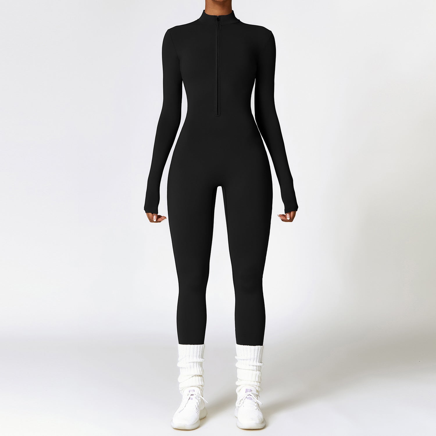 Zipper Long-sleeved Jumpsuit