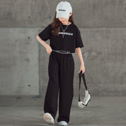 Short Sleeve Wide Leg Pants Two-piece Set