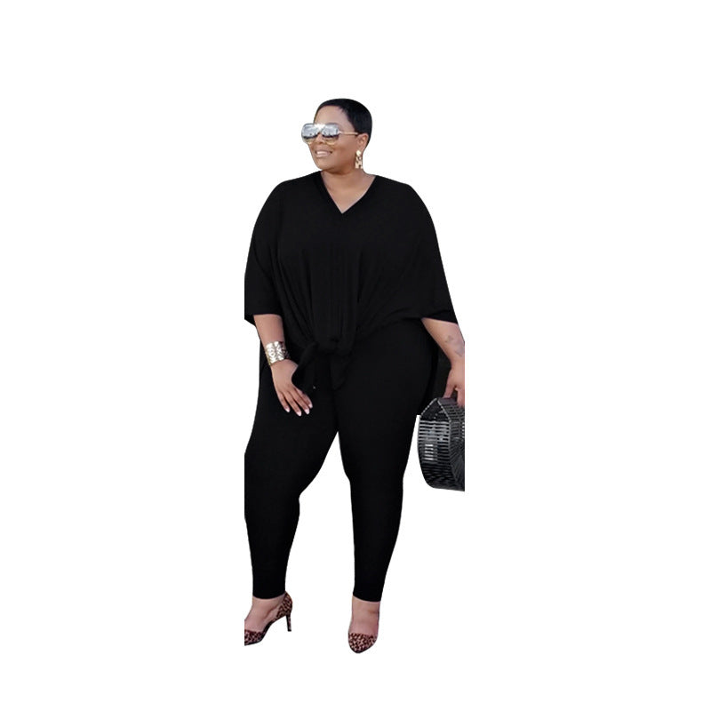 Solid Color Loose Casual set