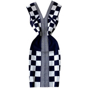 Checkered Pinched Navy and White Dress