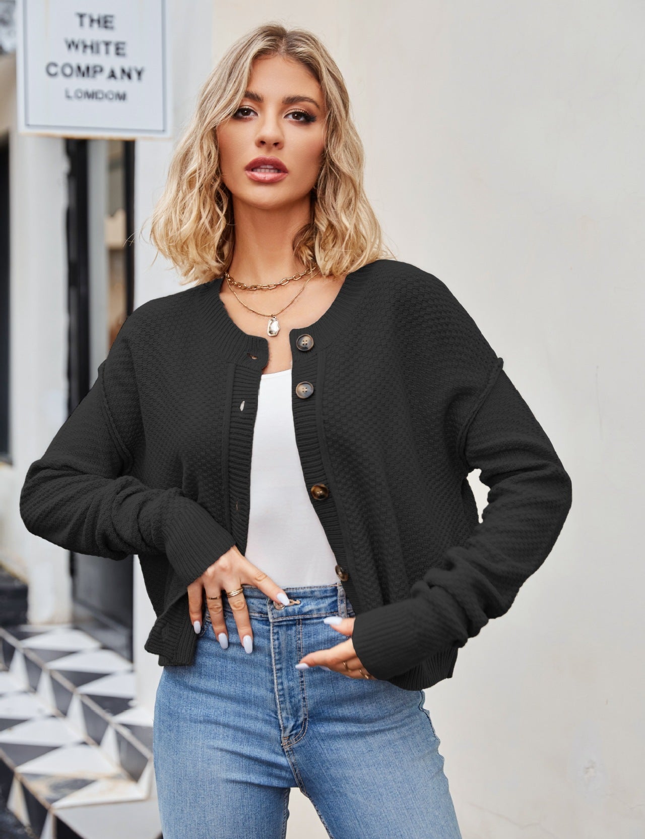 Single Button Commuter Knitted Cardigan